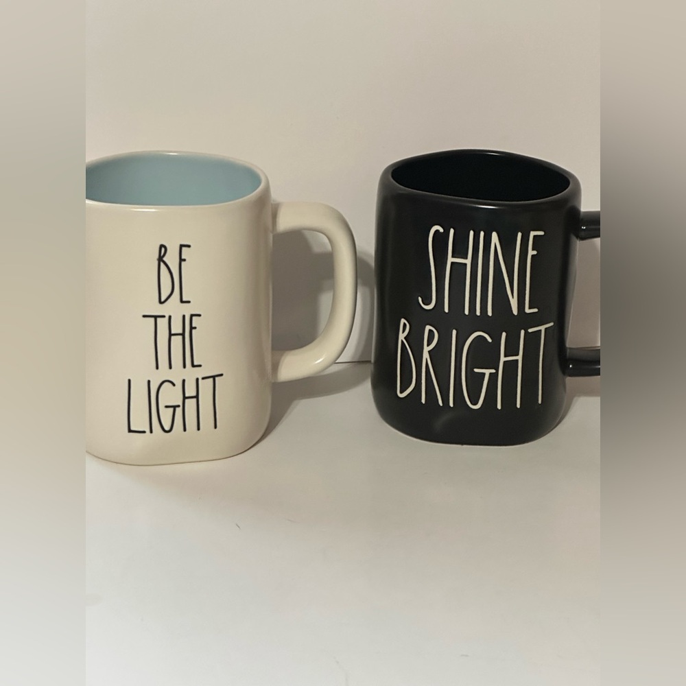 Rae Dunn "Shine Bright" Black Mug Collection and “Be the Light” White Mug